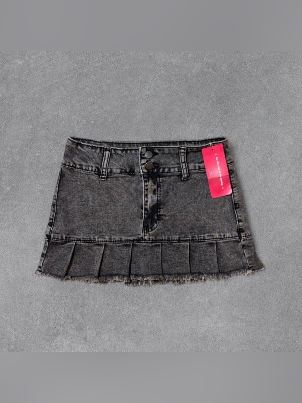 Shein Icon Grey Ruffled Denim Mini Skirt